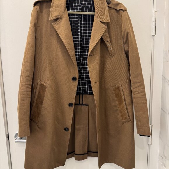 The Kooples Brown Cropped Trench Coat Size Med - UNISEX - Picture 3 of 6